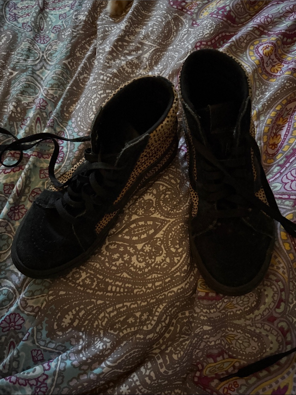 Vans Black High-Top Sneakers with Leopard Accent